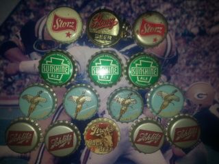 15 Vintage Beer Bottle Cap Crowns Cork Lined Storz,  Sunshine,  Schlitz
