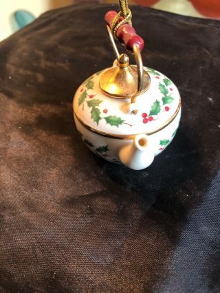 Lenox Holiday Tea Kettle Ornament NO BOX 3