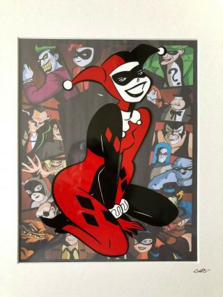 Batman Animated Series - Harley Quinn - Kneeling - Hand Drawn & Hand Painted Cel