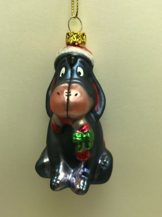 Disney Eeyore Winnie The Pooh Blow Glass 4 " Tall Ornament Holiday Christmas