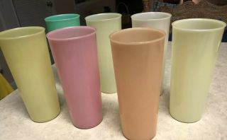 Vintage TUPPERWARE Set of 7 Pastel Color Stackable Tumblers Cups 16 oz 107 2
