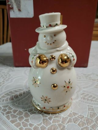 2003 Lenox China Jewels Snowman Cozy Lite Candleholder Euc