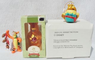 Set Of 3 Disney Winnie The Pooh Tigger Glass Resin Christmas Tree Ornaments 5227