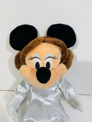 Minnie Mouse Princess Leia Plush Toy Doll Disney Parks Star Wars 25” White Dress