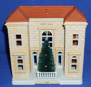 Hallmark Ornament Nostalgic Houses Shops Town Hall and Mayor ' s Tree 2003 2