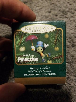 Jiminy Cricket Disney Pinocchio Miniature Hallmark Christmas Ornament Umbrella