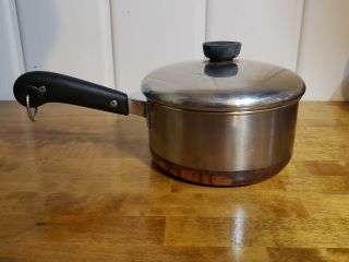 Vintage Pre - 68 Revere Ware Copper Clad Sauce Pan Pot & Lid 1