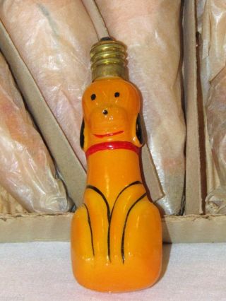 Vintage Nos Rare Japan Disney Pluto Yellow Dog Glass String Light Bulb C - 7