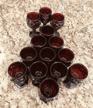 Avon Cape Cod Ruby Red Collection—set Of 14 Wine Glasses—a $84value