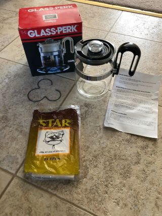 Vintage 1985 The Glass Perk Gemco 2 - 4 Cup Stove Top Coffee Pot
