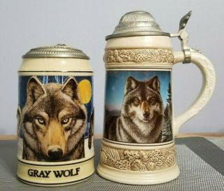 Wolf Stein Set - Budweiser Endangered Species Greywolf Stein & Gerz Greywolf Stein