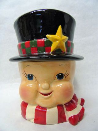 Vintage Baby Face With Top Hat Christmas Cookie Jar T251