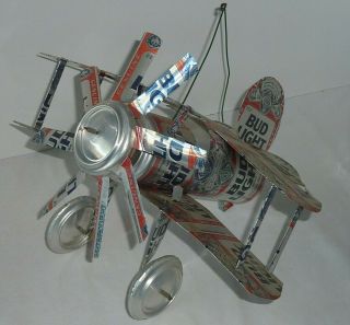 Budweiser Bud Light Handmade Bi - Plane Airplane 1990 - 1995 Cans Spinner Can Art