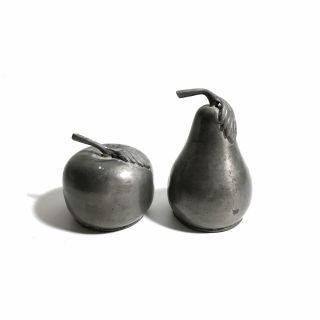 Figural Fruit Apple,  Pear Salt & Pepper Shaker Set By Web Pewter 1125