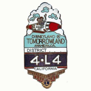 Disney Collector Pin Tomorrowland Rocket Jet B Lions Club Disneyland 1982