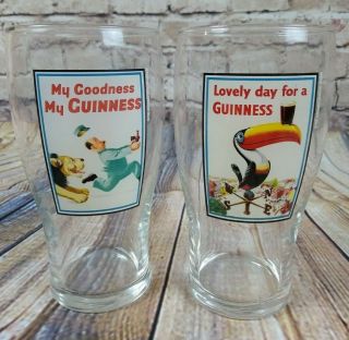 Guinness Vintage Beer Pint Glass 2set " Lovely Day For A Guinness  My Goodness.