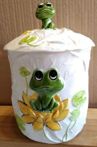 Vintage Neil The Frog Large Ceramic Canister Sears Roebuck 1978