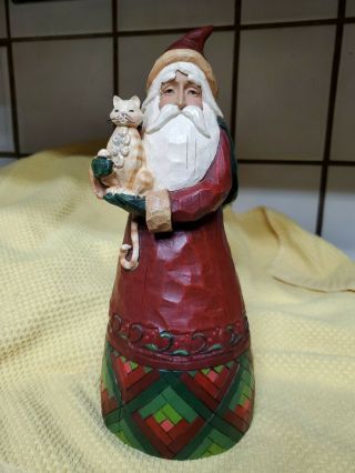 Jim Shore 10 " Santa Claus Holding Kitty Cat Figurine C105167