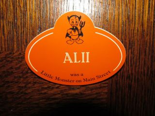 Disney Cast Member Employee Name Tag " Alii " Little Monsters On Main Street Badge