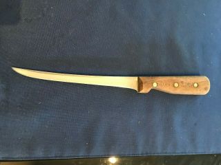 Vintage Chicago Cutlery 78s Fillet Knife With Walnut Handle