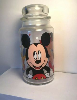 Disney Mickey Mouse Anchor Hocking Glass Jar Canister Treat Cookies Bathroom