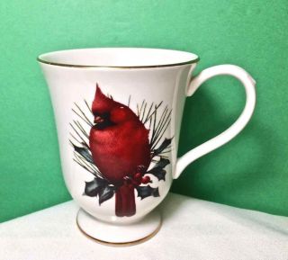 Lenox Mug Cup Red Cardinal Gold Trim Winter Greetings Catherine Mcclung