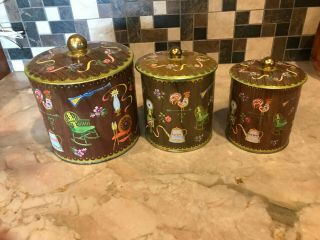 Vintage 3 Pc Canister Set,  Designed By Damer Long Island,  Made In England