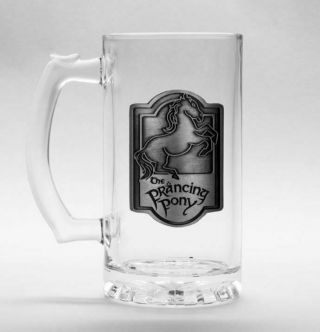 Official Lord Of The Rings Prancing Pony Metal Logo Beer Glass Tankard Stein