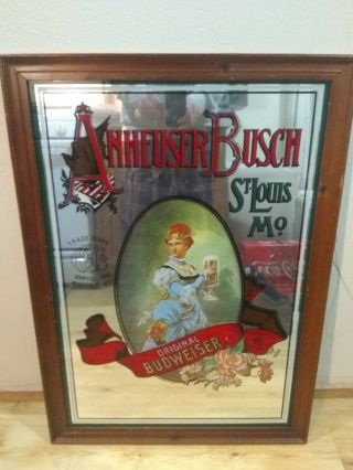 Large 35 " X25 Anheuser Busch Budweiser St Louis Mo Beer Mirror/sign