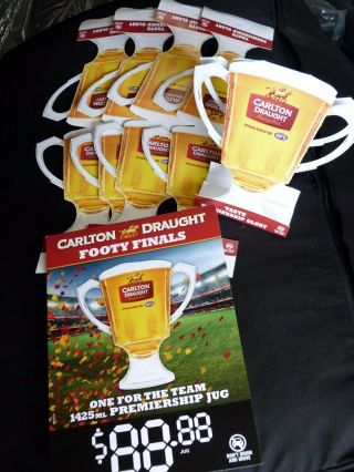 6 X Paper Promo Afl Carlton Draught Premiership Cup Grand Final Cardboard