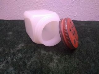 Vintage Milk Glass Spice Shaker With Red Metal Top