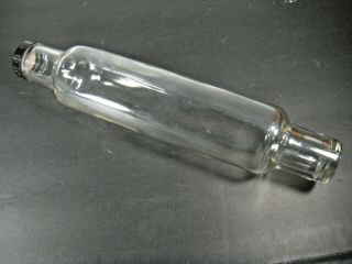 Vintage Clear Glass Rolling Pin With Black Screw Cap