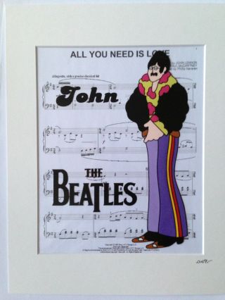 The Beatles - John Lennon - Yellow Submarine - Hand Drawn & Hand Painted Cel