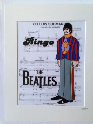 The Beatles - Ringo Starr - Yellow Submarine - Hand Drawn & Hand Painted Cel