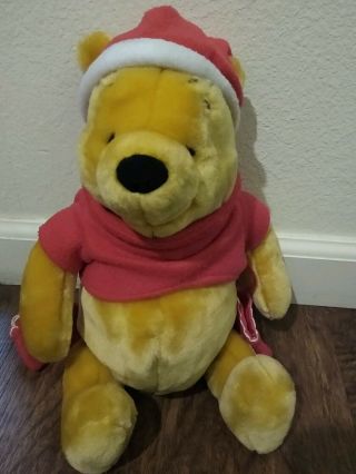 Disney Christmas Pooh Bear plush with Santa hat and mittens 2