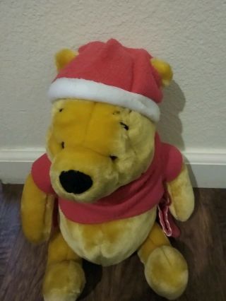 Disney Christmas Pooh Bear plush with Santa hat and mittens 3