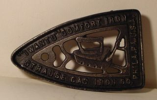 Iwantu Comfort Iron Strouse Gas Iron Co Sad Iron Trivet Phila Pa Cast Iron