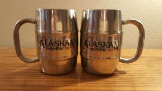 Set Of (2) Alaskan Brewing Company Stainless Steel Beer Steins