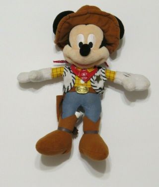 Disney Parks Mickey Mouse Plush Doll As Toy Story Woody Cowboy 11 "