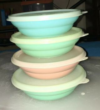 8 Pc Vintage Tupperware Cereal Bowls With Seals Assorted Colors 155