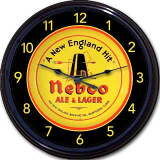 Nebco Beer England Brewing Co Hartford Ct Beer Tray Wall Clock Ale Lager 10 "