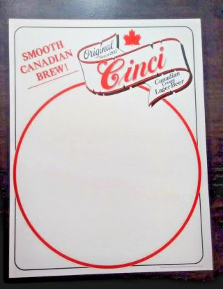 11 " Cinci Cream Lager Beer Advertising Menu Sign Vintage Bar Sign Memorabilia