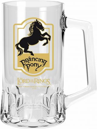 Official Lord Of The Rings Lotr Prancing Pony Glass Tankard Beer Stein Abys