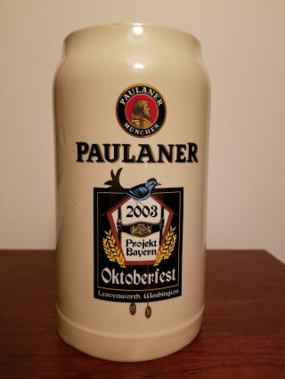 Paulaner Beer Stein - Oktoberfest 2003 Leavenworth,  Wa Beer Mug - Cuckoo Clock