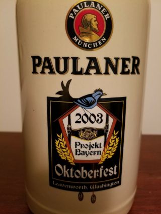 Paulaner Beer Stein - Oktoberfest 2003 Leavenworth,  WA Beer Mug - cuckoo clock 2