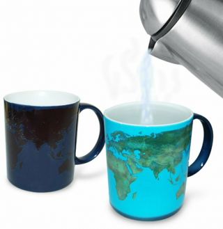 World Day And Night Heat Changing Mug Map Coffee Tea Activated Color Globe