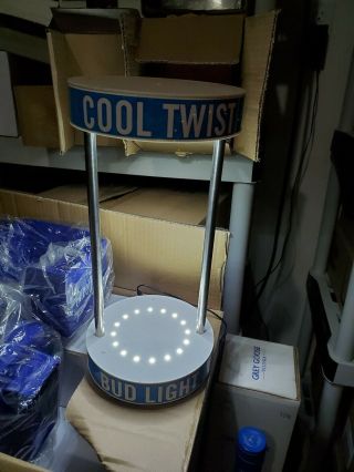 2014 Bud Light Cool Twist Floating Spinning Aluminum Bottle Bar Lamp Sign