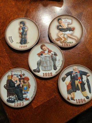 Norman Rockwell Small Decorative Plates 1980 - 1981 - 1982 - 1983 - 1984 Collectable