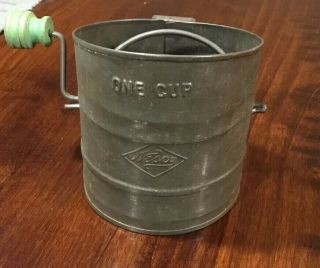 Vintage Tin Metal 1 Cup Nesco Play Flour Sifter Toy