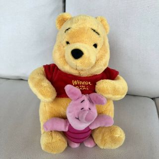 Disney Parks Winnie The Pooh And Piglet 9 " Floppy Bean Bag Plush Sewn Eyes